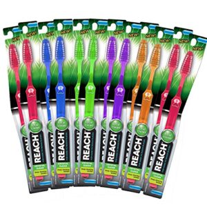 reach toothbrush crystal clean soft #10 assorted colors, 12 count (pack of 1)-