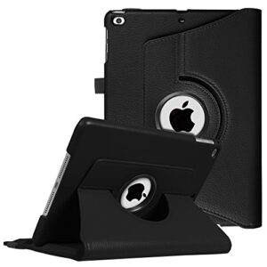 fintie rotating case for ipad 6th / 5th generation (2018 2017 model, 9.7 inch), ipad air 2 / ipad air 1-360 degree rotating protective stand cover auto sleep wake, black