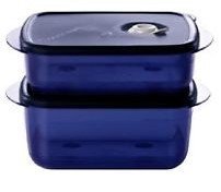 tupperware vent n serve 2pc medium set indigo/mist, blue