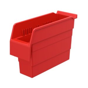 akro-mils 30840 shelfmax 8 plastic nesting shelf bin box - 12" l x 4" w x 8" h - case of 16 - red