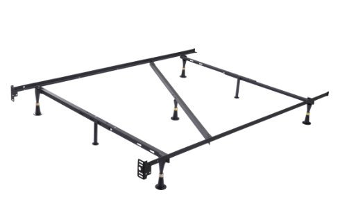 Heavy Duty 7-Leg Adjustable Metal Queen, Full, Full XL, Twin, Twin XL, Bed Frame with Center Support & Glides Only