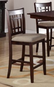 poundex high chair with upholstered seat and solid wood, beige, set of 2