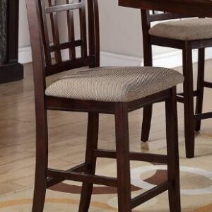 Poundex High Chair with Upholstered Seat and Solid Wood, Beige, Set of 2