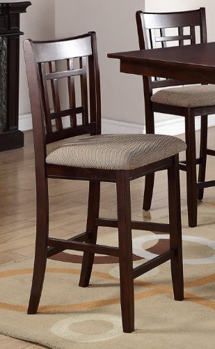 Poundex High Chair with Upholstered Seat and Solid Wood, Beige, Set of 2