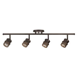 globe electric 59063 norris 4-light track lighting, bronze, oil rubbed finish, champagne glass track heads, bulbs included