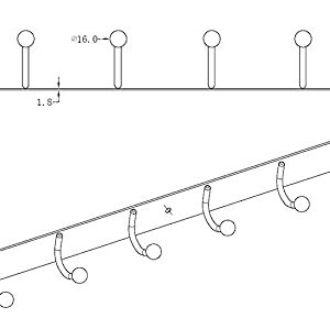 Richelieu Hardware 16943 Utility Hook Rack 19-5/8 in (500 mm), Chrome