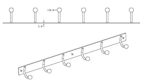 Richelieu Hardware 16943 Utility Hook Rack 19-5/8 in (500 mm), Chrome