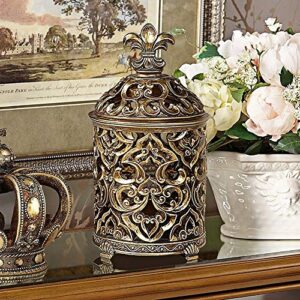 kensington hill sherise fleur-de-lis 12 1/2" high antique gold jar