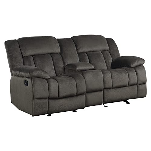 Homelegance Laurelton 79" Microfiber Double Glider Reclining Loveseat, Chocolate Brown