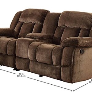 Homelegance Laurelton 79" Microfiber Double Glider Reclining Loveseat, Chocolate Brown