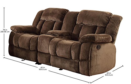 Homelegance Laurelton 79" Microfiber Double Glider Reclining Loveseat, Chocolate Brown