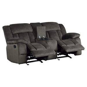 Homelegance Laurelton 79" Microfiber Double Glider Reclining Loveseat, Chocolate Brown