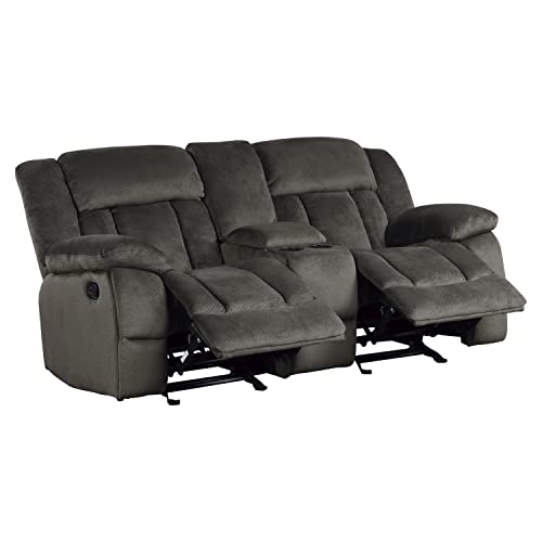 Homelegance Laurelton 79" Microfiber Double Glider Reclining Loveseat, Chocolate Brown