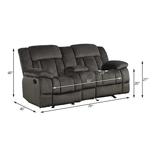 Homelegance Laurelton 79" Microfiber Double Glider Reclining Loveseat, Chocolate Brown