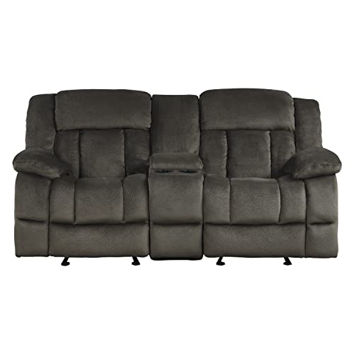 Homelegance Laurelton 79" Microfiber Double Glider Reclining Loveseat, Chocolate Brown