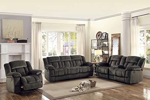 Homelegance Laurelton 79" Microfiber Double Glider Reclining Loveseat, Chocolate Brown