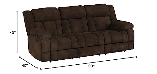 Homelegance Laurelton 90" Microfiber Double Reclining Sofa, Chocolate Brown