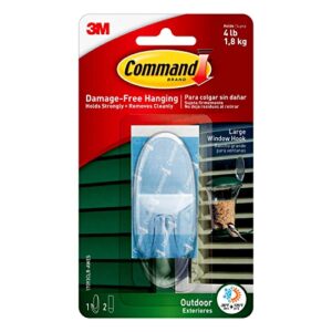 command large wall hooks, damage free hanging wall hooks with adhesive strips, no tools wall hooks for hanging decorations in living spaces, 1 clear wall hook and 2 command strips