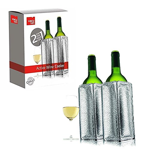 Vacu Vin Active Wine Cooler Silver, Set of 2