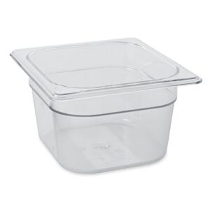rubbermaid commercial products cold food insert pan for restaurants/kitchens/cafeterias, 1/6 size, 4 inches deep, clear (fg105p00clr)