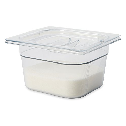 Rubbermaid Commercial Products Cold Food Insert Pan for Restaurants/Kitchens/Cafeterias, 1/6 Size, 4 Inches Deep, Clear (FG105P00CLR)