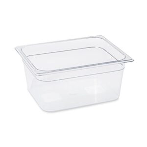 rubbermaid commercial products cold food insert pan for restaurants/kitchens/cafeterias, 1/2 size, 6 inches deep, clear (fg125p00clr)