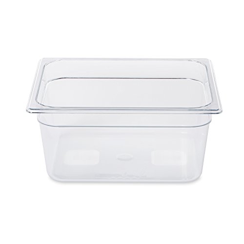 Rubbermaid Commercial Products Cold Food Insert Pan for Restaurants/Kitchens/Cafeterias, 1/2 Size, 6 Inches Deep, Clear (FG125P00CLR)