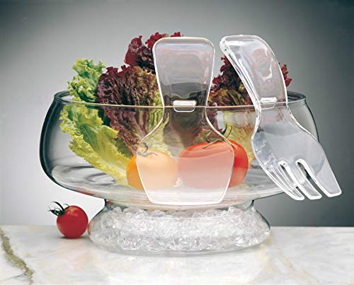 Prodyne Acrylic Salad Bowl & Servers, 6 Qt, Clear