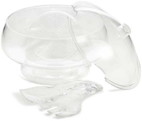 Prodyne Acrylic Salad Bowl & Servers, 6 Qt, Clear