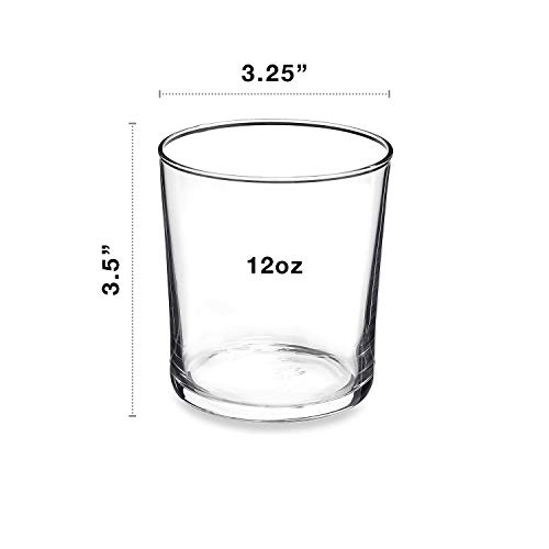 Bormioli Rocco Bodega Collection Glassware – Set Of 12 Medium 12 Ounce Drinking Glasses For Water, Beverages & Cocktails – 12oz Clear Tempered Glass Tumblers