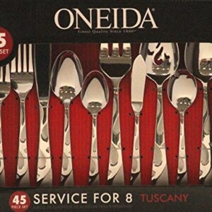 Oneida Tuscany 45-Piece Flatware Set, Service for 8, Silver