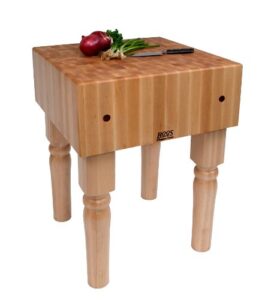 john boos ab01 end grain butcher block table, natural maple 18x18