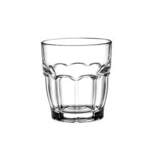 bormioli rocco rock bar stackable juice glasses – set of 6 dishwasher safe drinking glasses for soda, milk, coke, beer, spirits – 6.75oz durable tempered glass water tumblers for daily use