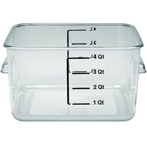 rubbermaid commercial products polycarbonate space saving storage container, 1-gallon, clear, best use for restaurant kitchens/lunch, pack of 12
