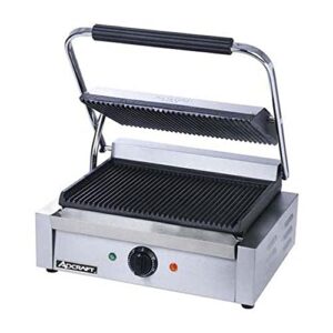 adcraft sg-811e grooved electic panini grill, stainless steel, 1750-watts, 120v, nsf