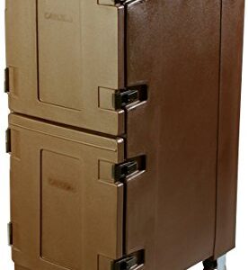 Carlisle FoodService Products Cateraide Plastic Insulated Dual Capacity Food Pan Carrier With Dolly, 10 Pan Capacity, 50 Inches, Brown