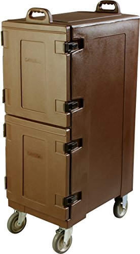 Carlisle FoodService Products Cateraide Plastic Insulated Dual Capacity Food Pan Carrier With Dolly, 10 Pan Capacity, 50 Inches, Brown