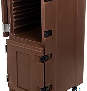 Carlisle FoodService Products Cateraide Plastic Insulated Dual Capacity Food Pan Carrier With Dolly, 10 Pan Capacity, 50 Inches, Brown