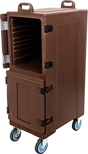 Carlisle FoodService Products Cateraide Plastic Insulated Dual Capacity Food Pan Carrier With Dolly, 10 Pan Capacity, 50 Inches, Brown