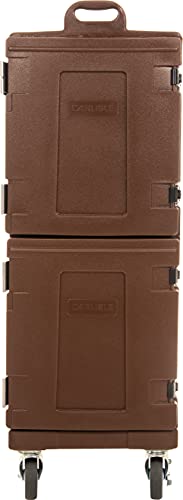 Carlisle FoodService Products Cateraide Plastic Insulated Dual Capacity Food Pan Carrier With Dolly, 10 Pan Capacity, 50 Inches, Brown