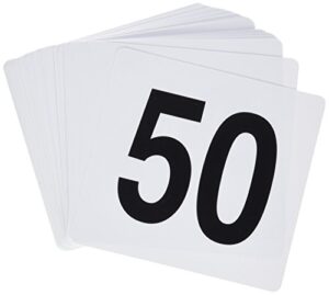 winco 1-50 plastic table numbers, white, black
