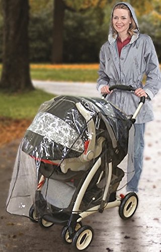 Jeep Travel System Weather Shield, Baby Rain Cover, Universal Size to fit most Travel Systems, Waterproof, Windproof, Ventilation, Protection, Shade, Umbrella, Pram, Vinyl, Clear, Plastic