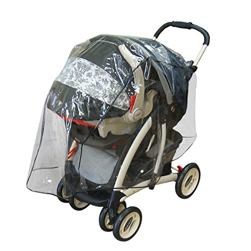 Jeep Travel System Weather Shield, Baby Rain Cover, Universal Size to fit most Travel Systems, Waterproof, Windproof, Ventilation, Protection, Shade, Umbrella, Pram, Vinyl, Clear, Plastic