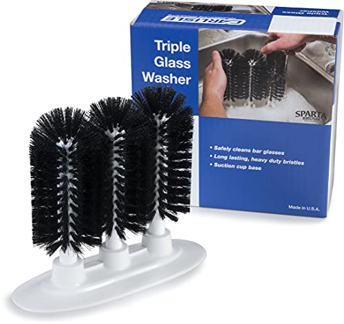 SPARTA 4046103 Plastic Glass Washer, Scrub Brush With Soft Bristles, 8 Inches, Black