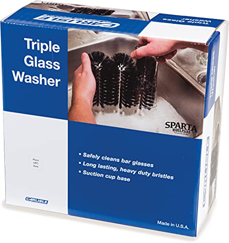 SPARTA 4046103 Plastic Glass Washer, Scrub Brush With Soft Bristles, 8 Inches, Black