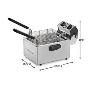 Waring Commercial WDF75RC Heavy Duty 8.5 lb double basket deep fryer, includes 4 twin baskets & 2 night covers - 1800w, 120V, 5-20 Phase Plug, Silver