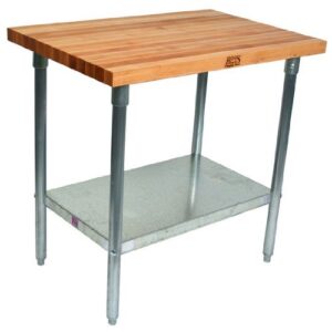 john boos hns01 maple top work table with galvanized base and shelf, 36" x 24" x 1-3/4"