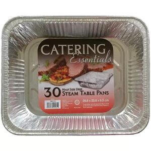 catering essentials half size deep foil steam table pan - pack of 30 (439376)
