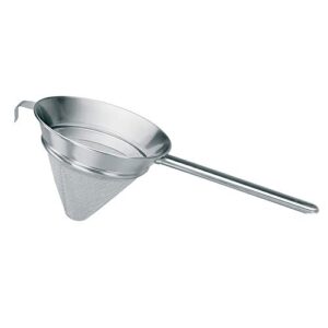 Piazza Stainless Steel Large Chinois Fine Mesh Strainer With Front Hook Support, 24 cm/9.5 Inch Diameter