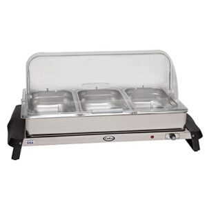 Cadco WTBS-3RT 20.5-Inch x 14-Inch Countertop Buffet Warmer w/ (3) Pan Capacity, Stainless Steel, 120v